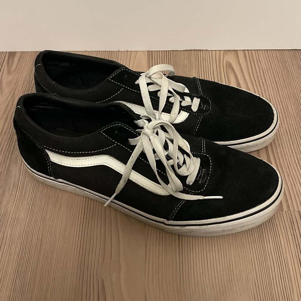 Vans Ward Low Black White Suede and Canvas Skate Shoes Sz 12